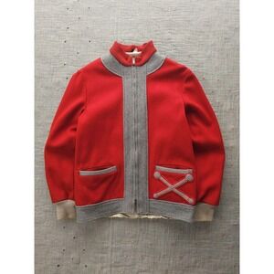 Vintage 1950s Butwin Red Wool Varsity Band Jacket Full-Zip Talon Zip Women's L